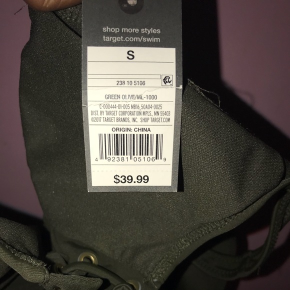 Olive green caged front 1 piece bathing suit - Picture 3 of 3